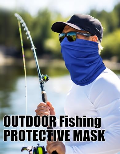 JHYWELL Cooling Neck Gaiter Face Mask, UV Protection Masks Gator, Windproof Bandana for Skiing, Fishing, Hiking, Cycling - color: Royal Blue