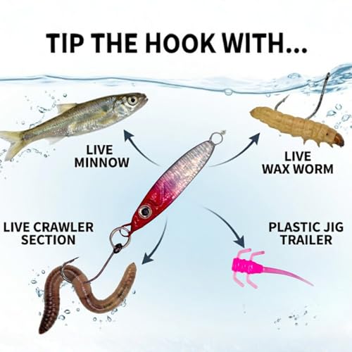HALYXS/5Pack -Jigging Spoon, Ice Fishing jigs, Spoon Fishing, Jigging Lure, Great Lure for Crappies, Panfish, Walleye, Fresh Water Fishing, Metal (3g/5g) - size: medium / 5g