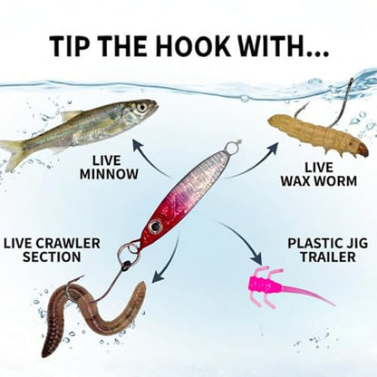 HALYXS/5Pack -Jigging Spoon, Ice Fishing jigs, Spoon Fishing, Jigging Lure, Great Lure for Crappies, Panfish, Walleye, Fresh Water Fishing, Metal (3g/5g) - size: medium / 5g