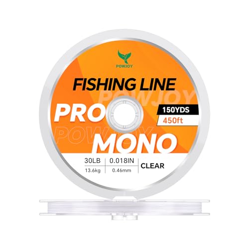 Monofilament Fishing Line with Knot Guide Card, Tangle-Free Snap Ring for No More Mess, Low Memory Smooth Casting Nylon Mono String, 15/20/30/50/80LB, 220-1050 Yards - color: Clear, size: 30LB 150Yards