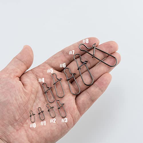 Dr.Fish 100 Pack Duo Lock Fishing Snaps Stainless Steel 26-220LB Lure Snaps Freshwater Saltwater Quick Change Speed Fishing Line Weights Clips - size: #3-66LB-100 Pack