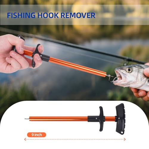 RAWILL Fishing Kit,Filleting Knife,Hook Remover,Fish Grip, Line Cutter,Fishing Scale, Pliers with Lanyards,Not Include Batteries - color: Orange