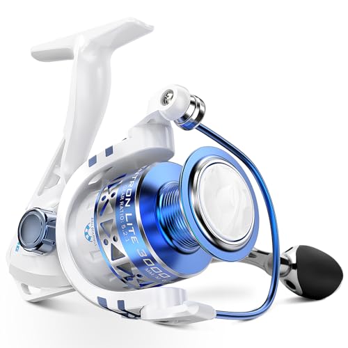 KastKing Centron & Centron Lite Spinning Reels, Size 500 is Perfect for Ice Fishing, Up to 17.5 Max Drag, 5.2:1 Gear Ratio, Ultra Smooth Powerful, CNC Aluminum Spool, 9+1 BB Light Weight - color: Centron Lite - Collapsible Handle, size: Size 3000