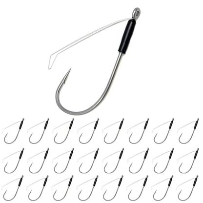 Reaction Tackle Neko Hooks - Weedless Finesse Fishing Hooks for Bass - High Carbon Steel Wacky and Neko Rig Hooks for Soft Plastic Worms (25-Pack) - size: #1 Wire Guard