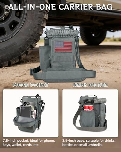 COOLYARD Water Bottle Holder with Strap Crossbody Sling Carrier Bag with Phone Pocket Molle Tactical Pouch for Walking Hiking Camping Gym Travel - color: Gray