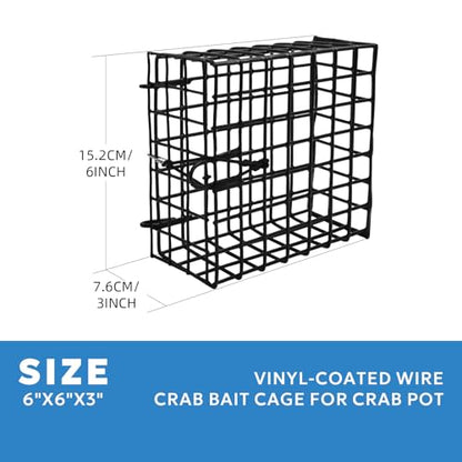 Vinyl-Coated Wire Crab Bait Cages for Heavy Duty Crab Trap Pot, Cage Box 6"x6"x3" - style: BK-1