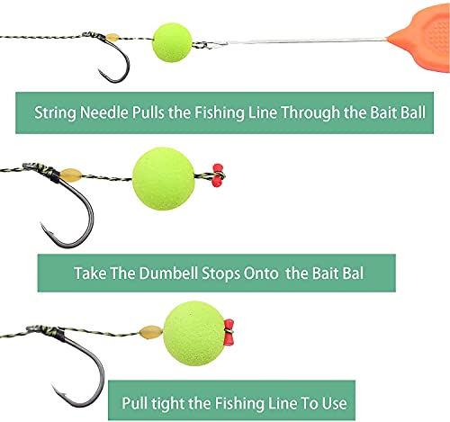 YOTO Carp Fishing Hair Rigs - 24 Pcs High Carbon Steel Curved Barbed Hooks with Swivels and Boilies - color: Size (2,4,6,8) 24 PCS