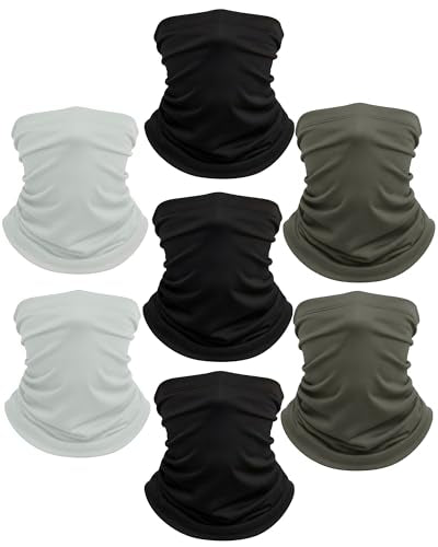 Xeoxarel Neck Gaiter, 7 Pack Cooling UV Protection, Bandana Face Mask Scarf for Men and Women - color: 3 Black, 2 Dark Grey, 2 Light Grey