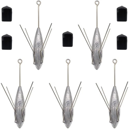5 Pcs Sputnik Sinker Fishing Weights Lead Surfing Casting Spider Sinkers Long Tail Fishing Equipment for Catfish Saltwater Beach Sand Ocean - size: 6oz - 5pcs
