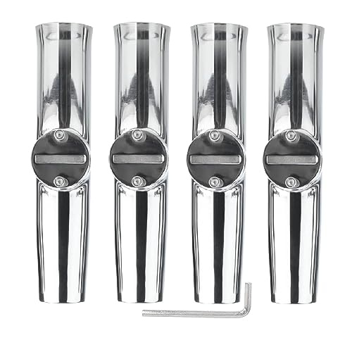 NovelBee 4pcs Stainless Tournament Style Clamp on Fishing Rod Holders,Rail Mount Fishing Rod Pole Holder for Marine Boat Yacht