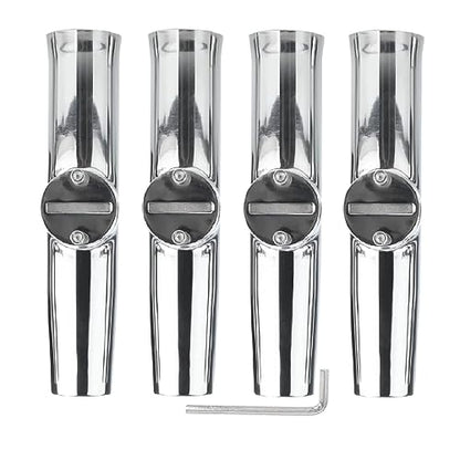 NovelBee 4pcs Stainless Tournament Style Clamp on Fishing Rod Holders,Rail Mount Fishing Rod Pole Holder for Marine Boat Yacht