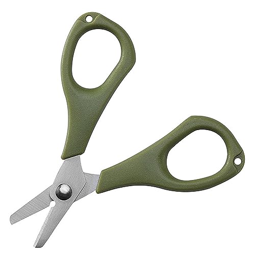 Fishing Fishing Scissors for Braided Line, Fishing Line Cutter Saltwater and Freshwater, Fishing Serrated Shears with Split Ring Function, 4.3”-Green - color: Green