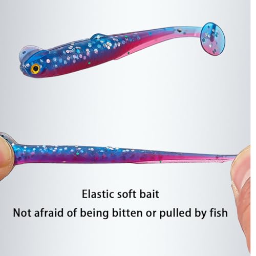 20PCS-Soft Plastic baits bass Lures Fishing, Soft Plastic Walleye Fishing Lures, Paddle Tail Swimbaits for Bass Fishing, Fishing Bait for Freshwater Saltwater Gifts (2.4IN/1.3g) - color: Colorful-20pcs