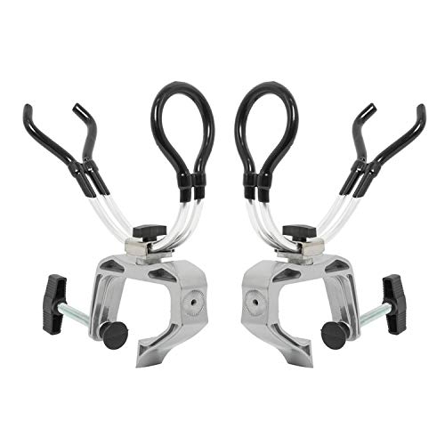 NovelBee 2-Pack of Aluminum Alloy Boat Rods Holder with Clamp Adjustable Up and Down and 360 Degree Rotatable Fishing Rod Racks
