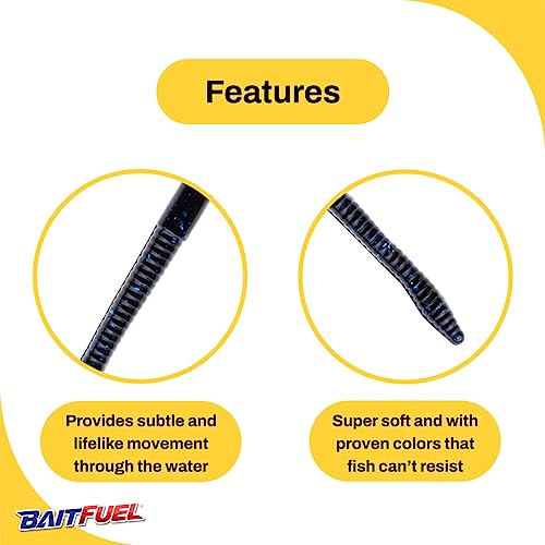 BAITFUEL Finesse Worm - color: Black Blue Flake