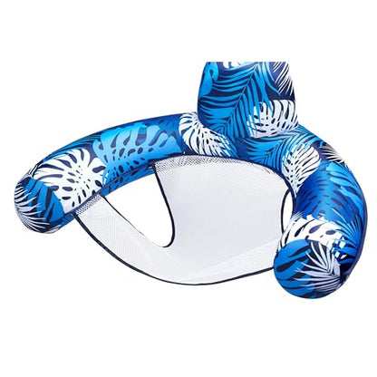 SLOOSH Inflatable Pool Floats Adult,Lounge Chair Adult with Plant Pattern,Floating Water Hammock,Blow up Pool Noodles Rafts for Relaxing Swimming Party Summer Water Beach Lake Fun - color: Blue