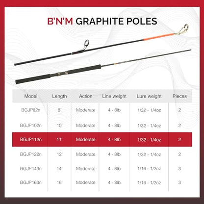 B'n'M 2 Piece Bucks Graphite Jig Pole - size: 11 feet