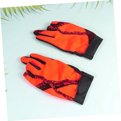 ABOOFAN 3-Finger Exposure Fishing Gloves, Anti-Slip Waterproof Thermal Windproof Gloves for Outdoor Fishing and Camping, Orange Pair