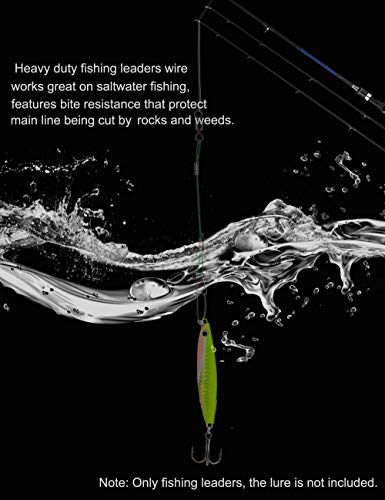 Fishing Leaders Line Steel Leaders Fishing Saltwater 125LB Fishing Leaders with Swivels and Snaps, 19.68in - color: Green