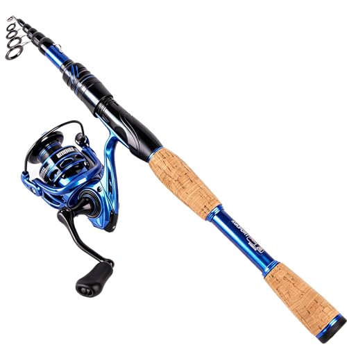 Telescopic Fishing Rod and Reel Combo | 30T Carbon Fiber Spinning Rod with 12+1BB Reel | Portable Lightweight Pole | Bass Trout Panfish | Freshwater Saltwater - color: Fishing Rod and Reel