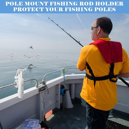 Seenelling Fishing Rod Holder for Bike Rack Pole Mount Rotatable Fishing Chair Pole Holders with Clamp for Boat Bicycle Motorcycle Kayak Cart - color: White