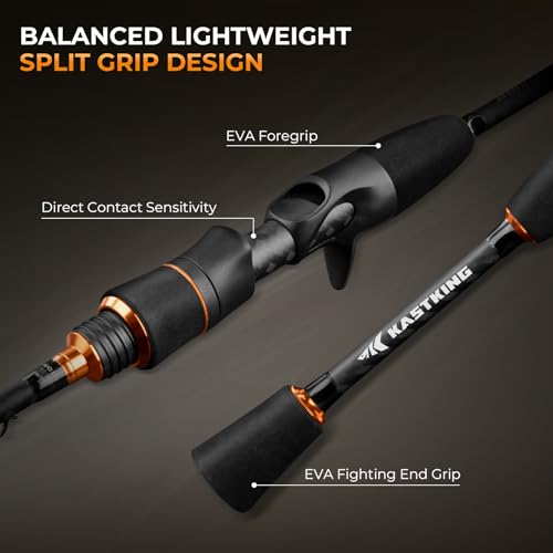 KastKing Zephyr Finesse Fishing Rods – BFS Baitcasting & Spinning Rods, IM6 Graphite, Extra Twin-Tip, 2pc & 3pc Travel Design, Ultra-Light Lure Casting, Stainless Steel Guides with Zirconium Rings - size: 6'3"- UL- Fast (2pcs+ Extra Tip), style: Bait Fine