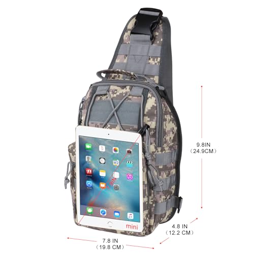 Qcute Tactical Backpack, Waterproof Military Cross-body Molle Sling Shoulder Backpack Chest Bag for Outdoor Every Day Carry - color: New Acu Camouflage