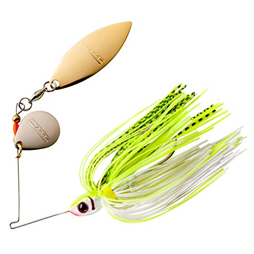 Booyah Blade Spinner-Bait Bass Fishing Lure - color: Chartreuse White Shad, style: Tandem (1/4 Oz)