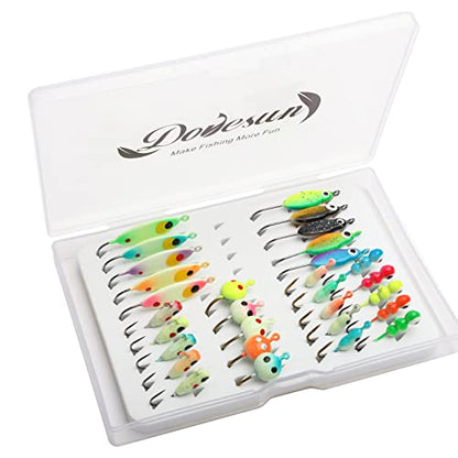 Dovesun Fishing Kit Ice Fishing Jigs Ice Fishing Lures Walleye Fishing Lures Crappie Jigs 135pcs/58pcs/45pcs/34pcs/30pcs/8pcs - color: D-Ice fishing jigs 30pcs