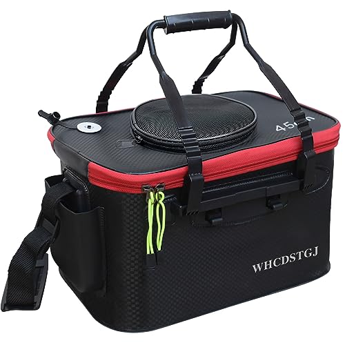 Fishing Bucket, Multifunctional Foldable Portable Fishing Bucket, and 8 Gallon EVA Fish Bucket are Suitable for Storing Live Fish and Fresh Fish Bait. (size8gallon) - color: Black, size: size8gallon