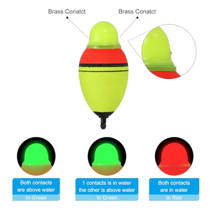 PATIKIL Lighted Fishing Slip Bobber, EVA Green Red LED Light Up Fishing Float for Night Fishing - style: 1oz