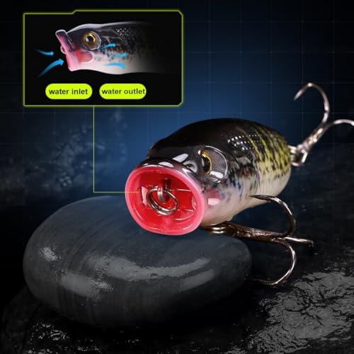 Plopper Fishing Lure Topwater Bass Fishing Lures with Rotating Tail Bionic Swimming Lure for Bass Trout Walleye Catfish Pike Freshwater and Saltwater, Fishing Gear Gifts, 5 PCS