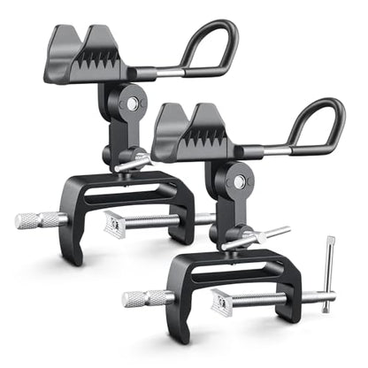 1/2 Pack Fishing Rod Holders for Boat, 360 Degree Adjustable Fishing Rod Holder with Enlarge Clamp, Aluminum Alloy, Suitable for Round /Square Tubular Hulls. - color: Rod Holder-2pack
