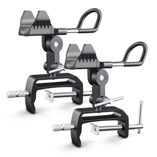 1/2 Pack Fishing Rod Holders for Boat, 360 Degree Adjustable Fishing Rod Holder with Enlarge Clamp, Aluminum Alloy, Suitable for Round /Square Tubular Hulls. - color: Rod Holder-2pack