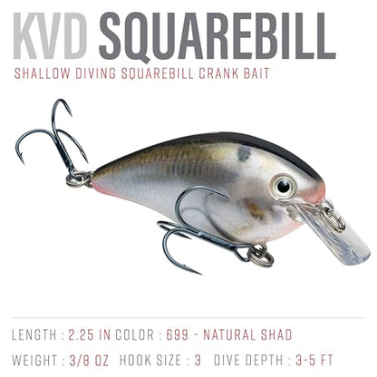 Strike King KVD 1.5 Hard Knock Fishing Lure, 3/8 oz, 3D Lifelike Eyes - color: Natural Shad, size: 1.5