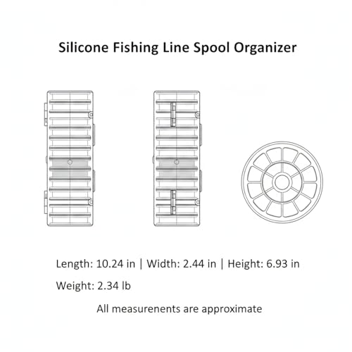 Silicone Fishing Line Spool Organizer Box with Number Stickers for Tackle Storage and Gear Organization - size: 10.24 x 2.44 x 6.93 in