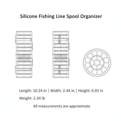 Silicone Fishing Line Spool Organizer Box with Number Stickers for Tackle Storage and Gear Organization - size: 10.24 x 2.44 x 6.93 in