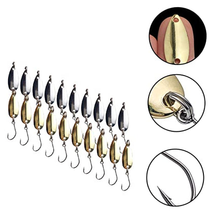 LIOOBO 20pcs Metal Fishing Bait Blades Durable Lure Making Kit for Small Fish Gold Great Fishing Supplies for Enthusiasts