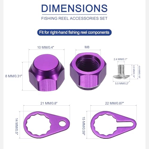 Fishing Reel Screw Nut Caps, Right Handle Locking Plate Nut Replacement Part - color: Purple, size: M8