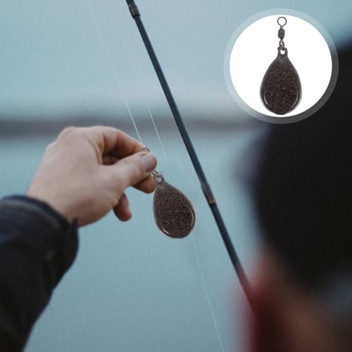 5pcs Drop Shot Fishing Weights with Rings 57g Iron Flat Pear Shape Smooth Surface Carp Sinkers for Freshwater Fishing Terminal Tackle Supplies