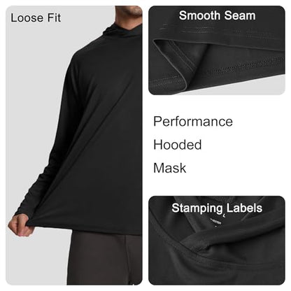 HovSiyla Mens Fishing Hoodie UV Sun Protection Shirts UPF Rash Guard Long Sleeve Shirts Hiking Performance Mesh Face Mask Top - color: 5 Pack : Black Grey White Navy Red, size: Small