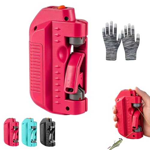 IBHOO Automatic Fishing Knot Tying Tool, 2026 Upgraded Easy Cast Knot Tying Tool, Portable Electric GT for PE Line and Leader Knots, for Saltwater Fishing Anglers - color: Red
