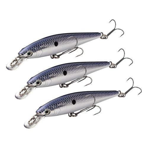 Strike King (HCKVDJ100-401 KVD Jerkbait 100 2-Hook Fishing Lure, 401 - Smokey Chrome/Blue, 1/4 oz, 3 5/8" - size: One Size (Pack of 3)