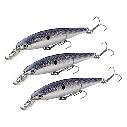 Strike King (HCKVDJ100-401 KVD Jerkbait 100 2-Hook Fishing Lure, 401 - Smokey Chrome/Blue, 1/4 oz, 3 5/8" - size: One Size (Pack of 3)