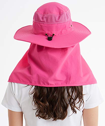 DDYOUTDOOR™ 07-281 Fashion Summer Outdoor Sun Protection Fishing Cap Neck Face Flap Hat Wide Brim - color: Rose Red