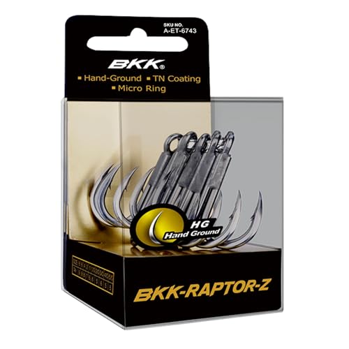 BKK Raptor-Z Treble Hook | 4X | Saltwater Corrosion Resistant Bright Tin Coating | Hand Ground Point | Heavy Duty Lure Hook, Popping, Stickbaits - size: 8#