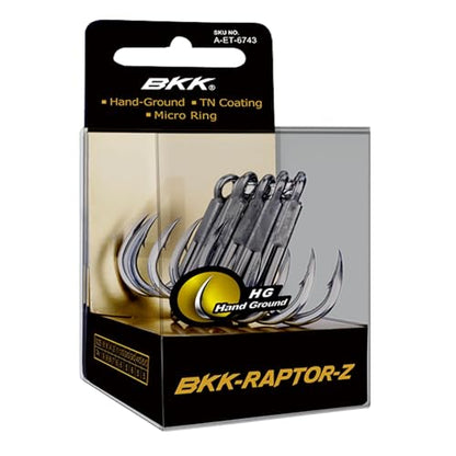 BKK Raptor-Z Treble Hook | 4X | Saltwater Corrosion Resistant Bright Tin Coating | Hand Ground Point | Heavy Duty Lure Hook, Popping, Stickbaits - size: 6#