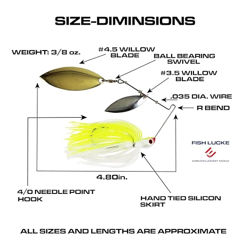 Jimmy Houston Legends Spinner Bait with Willow Blades - color: Chartreuse / White, size: 3/8 OZ