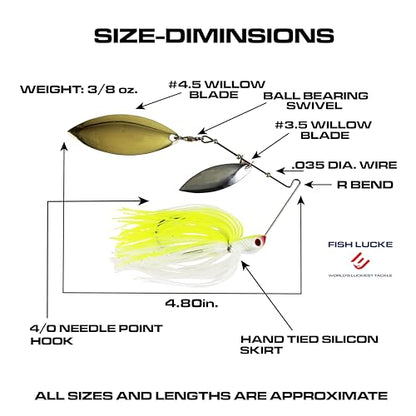 Jimmy Houston Legends Spinner Bait with Willow Blades - color: Chartreuse / White, size: 3/8 OZ