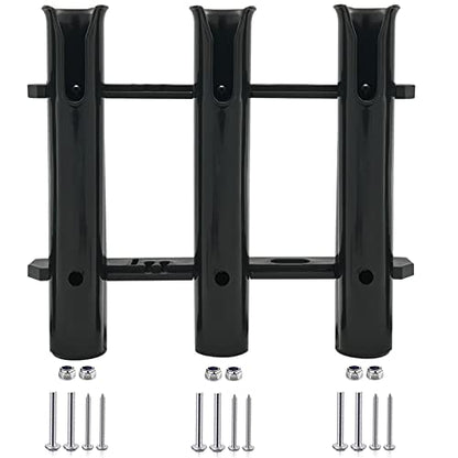 ISURE MARINE Fishing Rod Holder Bracket Wall Mounted Boat Side Mount Tool Holder Tube Links with Screws 2/3/4/6 Pole Tube (White/Black) - color: 3-Link Black